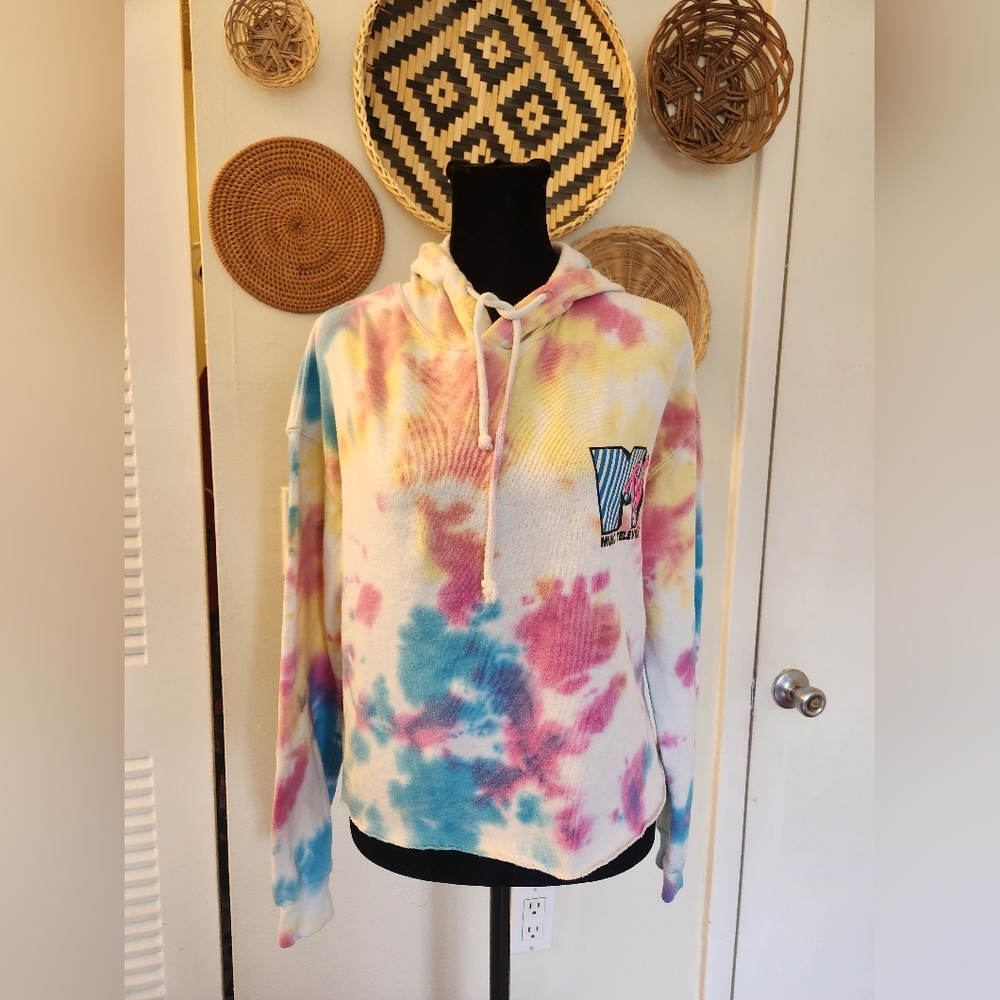 MTV Tie-Dye Hoodie Sweater in Yellow, Pink, Blue - Picture 10 of 13